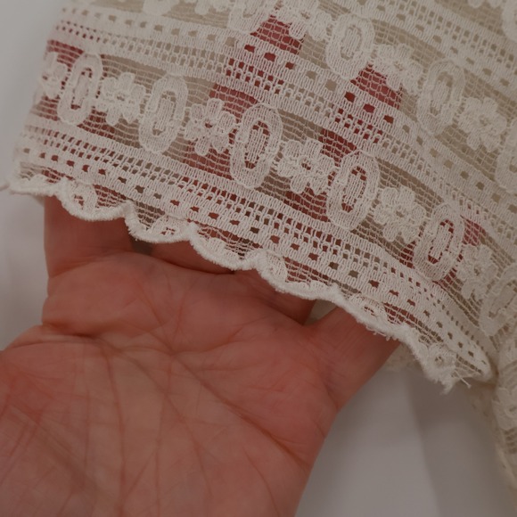 Free People Dress Size‎ 0 Short Sleeve Lace Mini Ivory White Cottagecore - Picture 6 of 10